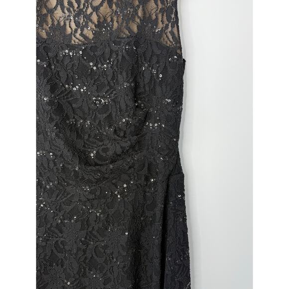 Lauren Ralph Lauren Black Lace Dress 18W Sequin A-Line Cocktail Party Dress - Picture 4 of 9
